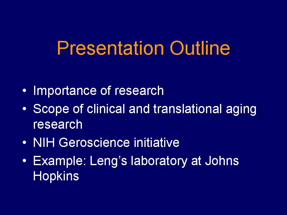 Clinical and Translational Aging Research