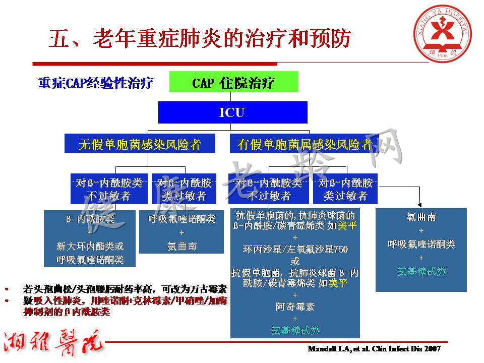 老年重症肺炎诊治中关注的问题