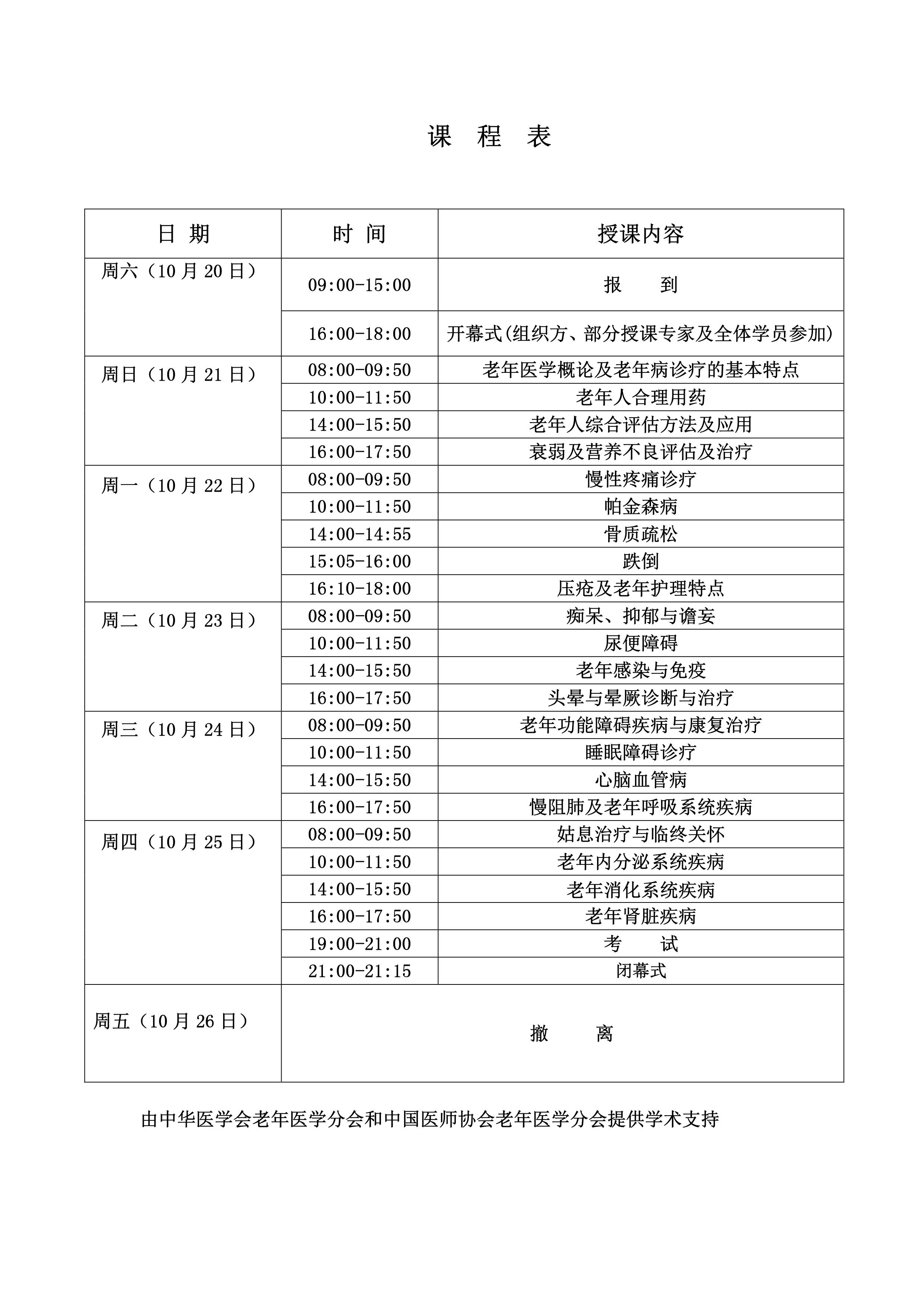  中国老年医学科医师培训提高班（第二十期） 第二轮通知